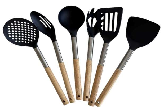 SET DE 6 UTENSILIOS DE NYLON C/MANGO MADERA BENABI