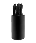 SET DE 4 CUCHILLOS LÍNEA BASIC INOX C/ANTIADHERENTE NEGRO Y HOLDER