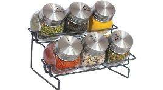 SET ESPECIEROS DE VIDRIO C/TAPA ACERO INOX 7 Pzs
