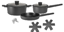 BATERIA DE ALUMINIO C/ ANTHIADERENTE 5 PZS - COLOR NEGRO