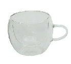 SET DE 2 VASOS DOBLE PARED DE VIDRIO CON ASA 150 ML
