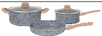 BATERÍA DE ALUMINIO FORJADO ANTIADHERENTE GRANITO 5 PIEZAS STONE