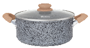 CACEROLA DE ALUMINIO FORJADO 28 CM ANTIADHERENTE GRANITO Y TAPA DE CRISTAL STONE