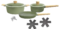 BATERÍA DE ALUMINIO C/ANTIADHERENTE OLIVE POR 5 PIEZAS