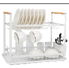 ESCURRIDOR DE PLATOS BLANCO 2 PISOS MADERA