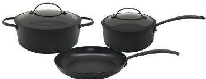 BATERIA DE ALUMINIO NEGRA CON TAPA DE SILICONA 5 PIEZAS