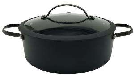 CACEROLA DE ALUMINIO NEGRA C/ANTIADHERENTE C/ASAS Y TAPA DE SILICONA 28CM