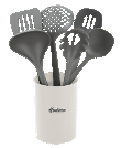 SET DE SEIS UTENSILIOS DE NYLON CON HOLDER PLASTICO